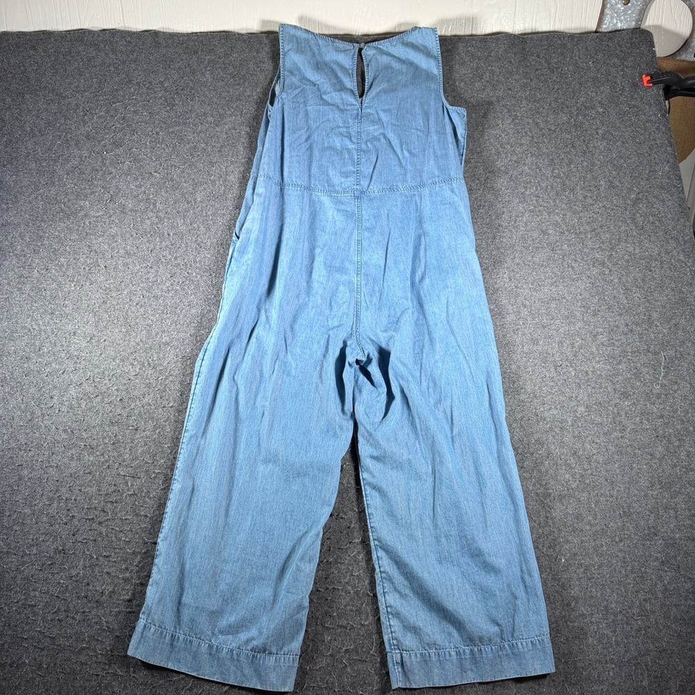 J.Jill Denim Wide Leg Jumpsuit Womens Medium Blue Cotton V-Neck WDR271981 - Picture 7 of 14